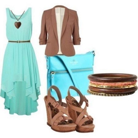 Mint dress with brown accessories