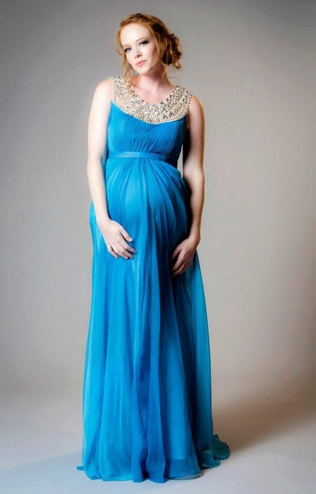 Grecka sukienka ciążowa niebieska