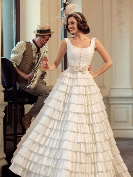 Vintage új masnis stílusú esküvői ruha