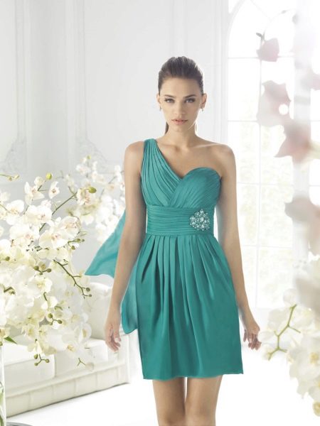 Trumpa graikiško šilko suknelė