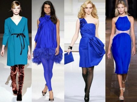 Модели на копринени сини рокли