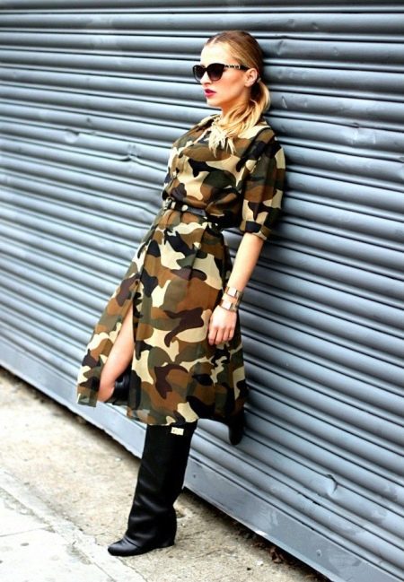 Mid-length camouflage safari dress