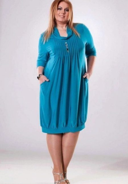 Balloon dress with three-quarter sleeves for overweight