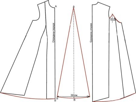 Přední vzor vysoce nízkých šatů