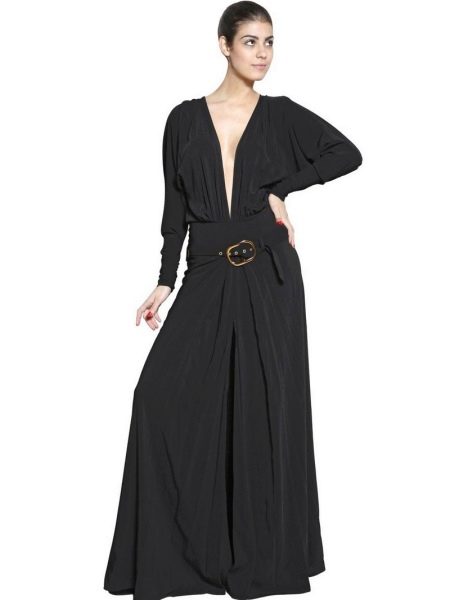 Dlouhé černé viskózové šaty