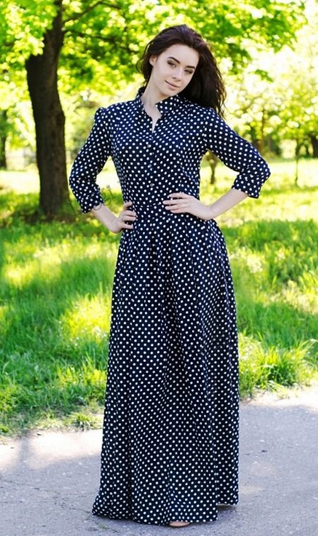Long polka dot shirt dress