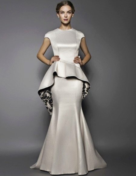 Asymmetric Peplum Wedding Dress