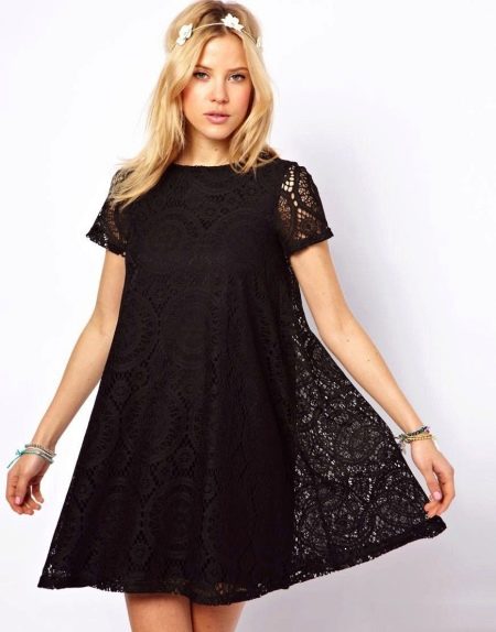 Double A-Line Dress na may Lace Top