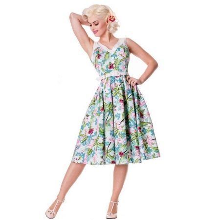 50er Jahre farbiges ärmelloses Kleid