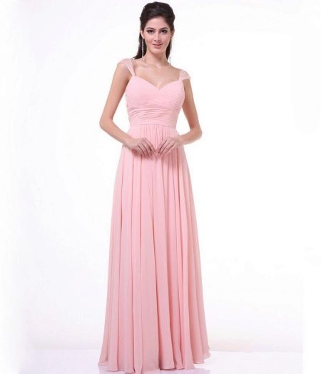 Lang plisseret pink kjole
