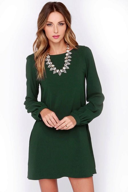 فستان كاجوال أخضر داكن