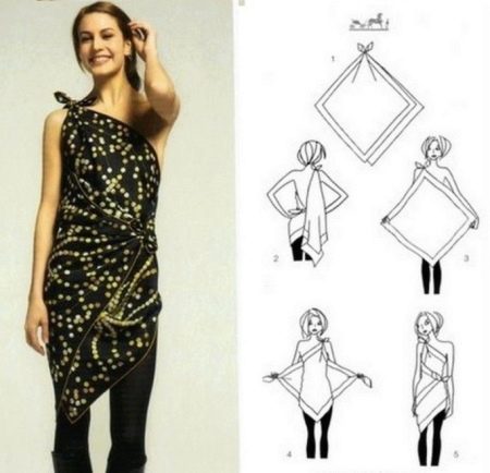Asymetryczna sukienka z szalikiem