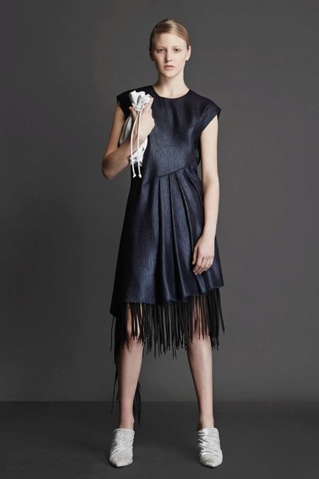 Black fitted dress with fringe