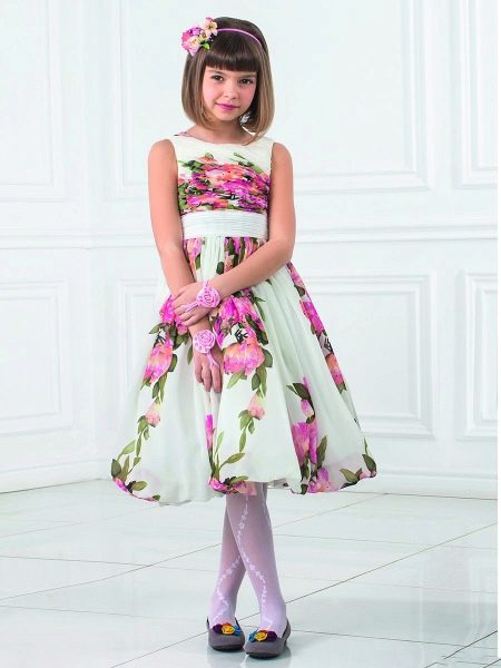 Vasarinė pūkuota suknelė 5-8 metų mergaitei