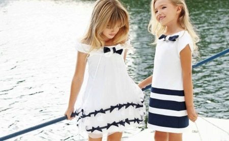 ชุดฤดูร้อนสำหรับเด็กผู้หญิงสีขาวและสีฟ้า