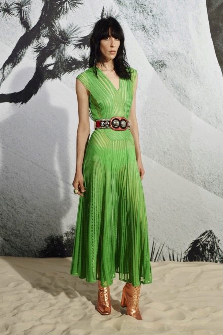 Bright green dress with a belt