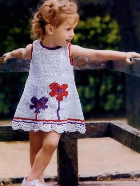 Pletené šaty kvet pre dievčatá pletenie