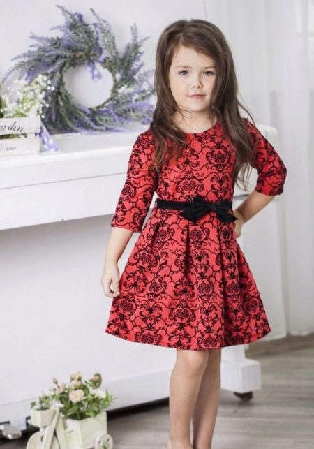 Noworoczna czerwona krótka sukienka dla dziewczynek