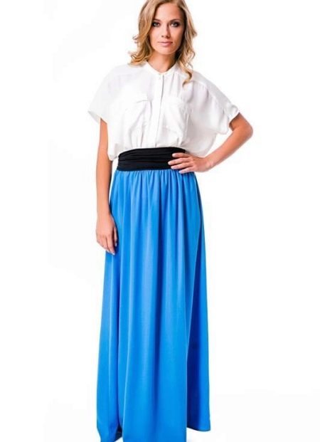 Skirt panjang elastik dengan tali pinggang kontras
